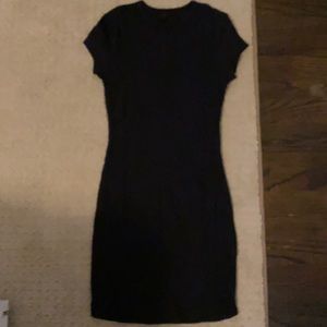 XS black, capped sleeve, ribbed mini dress